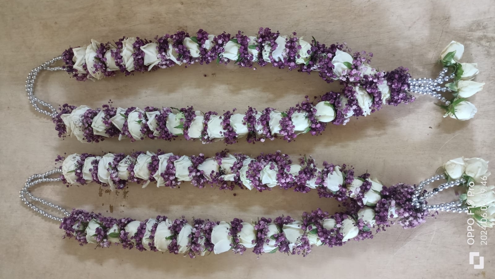 White Rose Temple Garland